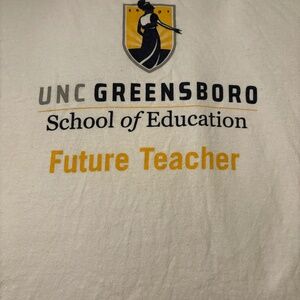 White UNC Greensboro future teacher shirt